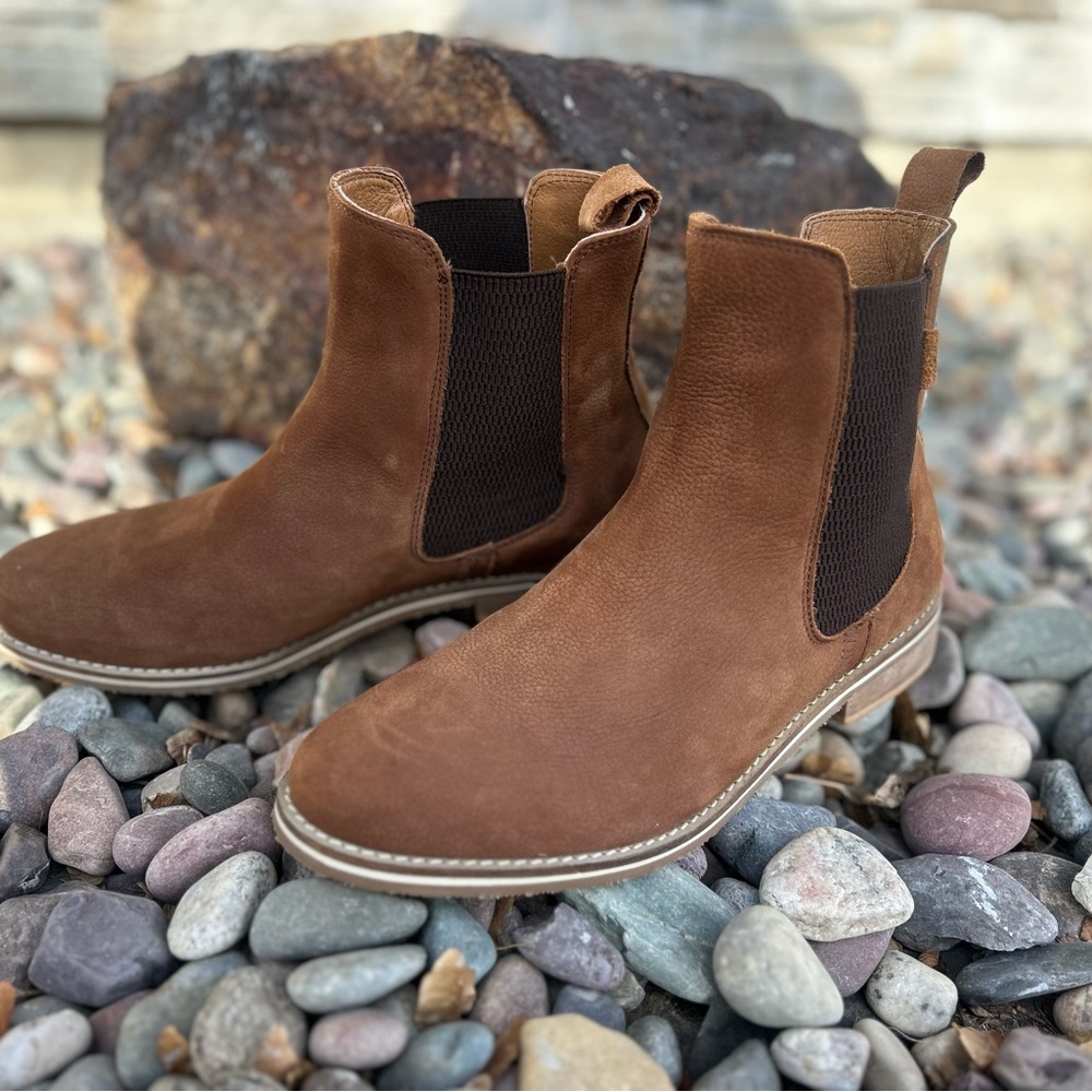 Hari Mari Midland Autumn brown leather pull-on ankle boots, nearly new